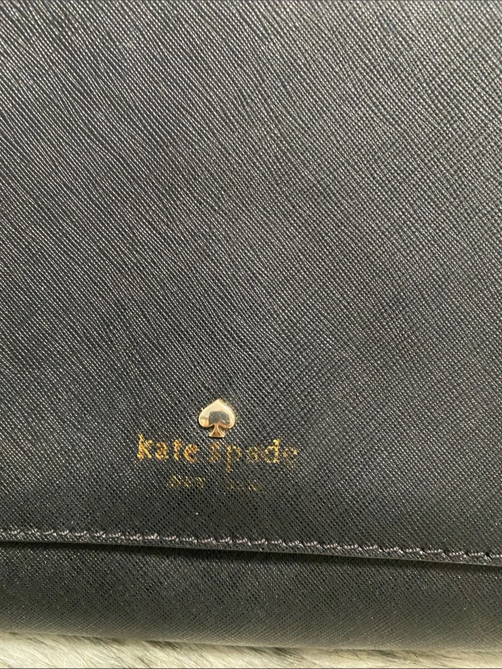 kate spade black leather crossbody with gold-tone chain